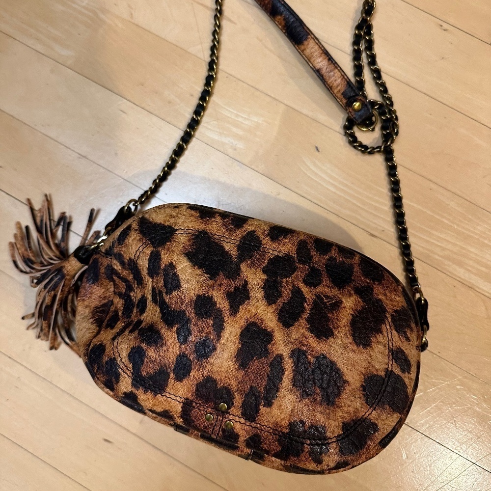 Cheeta print vegan leather crossbody, P1383 - Picture 2 of 6